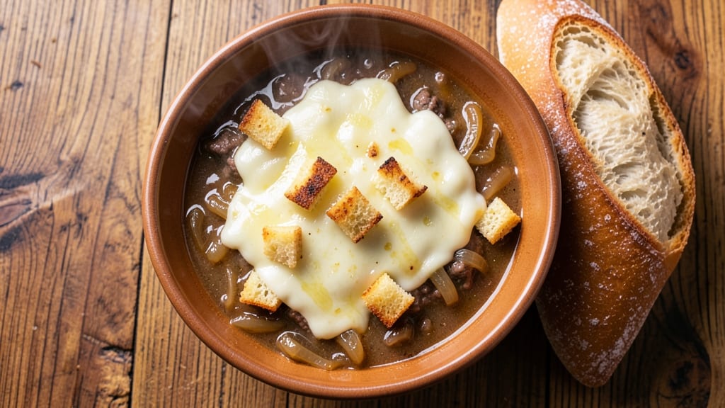 Be Our Guest French Onion Soup Recipe: Gruyère Gold and Caramelized Onion Layers
