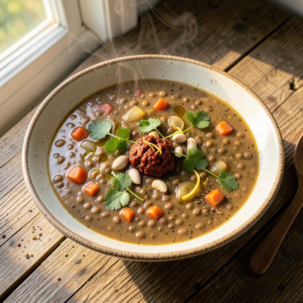 Algerian Lentil Soup Recipe: Harissa-Kissed Spice with Caramelized Onions