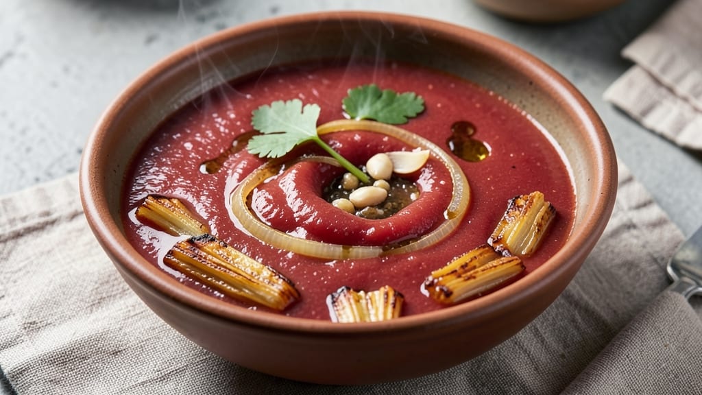 Arash Hashemi's Tomato Soup Recipe: Silky Swirls With Crispy Celery Crowns