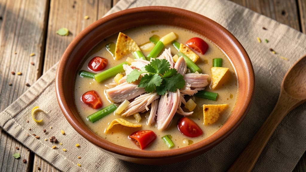 Amazing Chicken Tortilla Soup Recipe: Crispy Celery Crowns Over Silky Tomato Broth