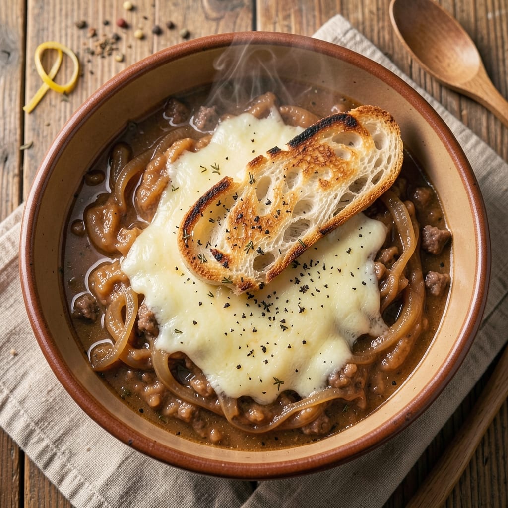 99 French Onion Soup Recipe: Crispy Bread Crowns and Caramelized Fond Magic