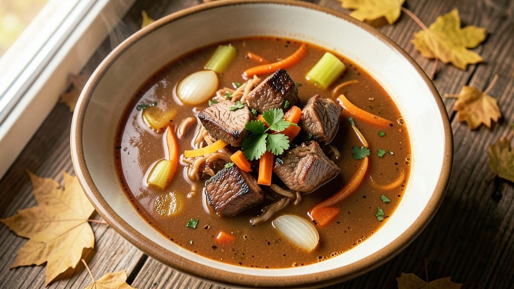 Amish Chili Soup Recipe: Crispy Celery Crowns Over Hearty Beef Chunks