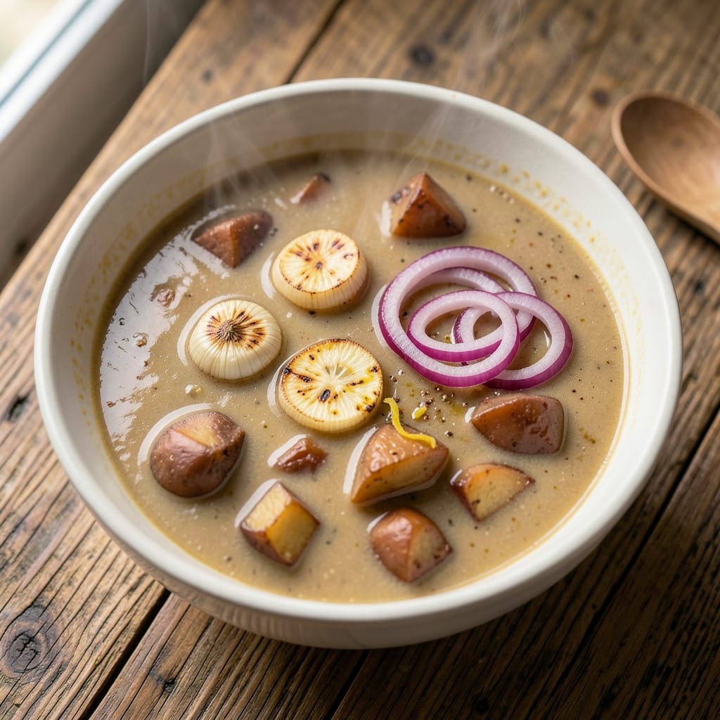 5-Ingredient Potato Soup Recipe: Velvety Creamy Magic With Toasted Garlic