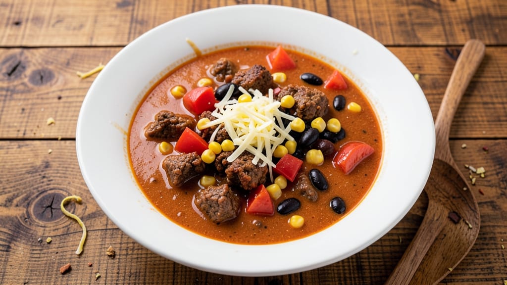 Betty Crocker's Taco Soup Recipe: Crispy Tortilla-Stripped Topping Twist