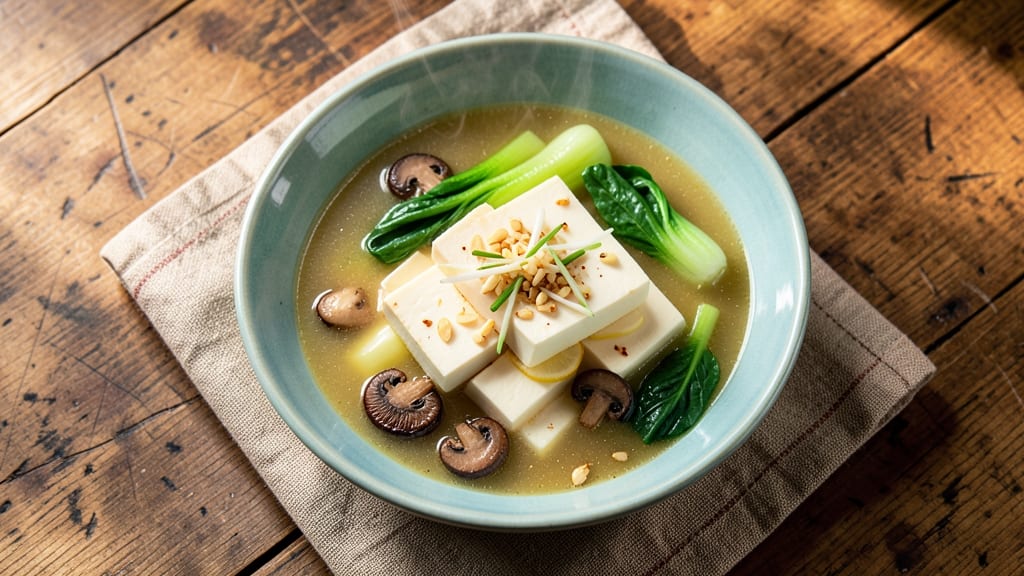 Bok Choy and Tofu Soup Recipe: Fragrant Ginger-Lime Broth With Silky Tofu Ribbons