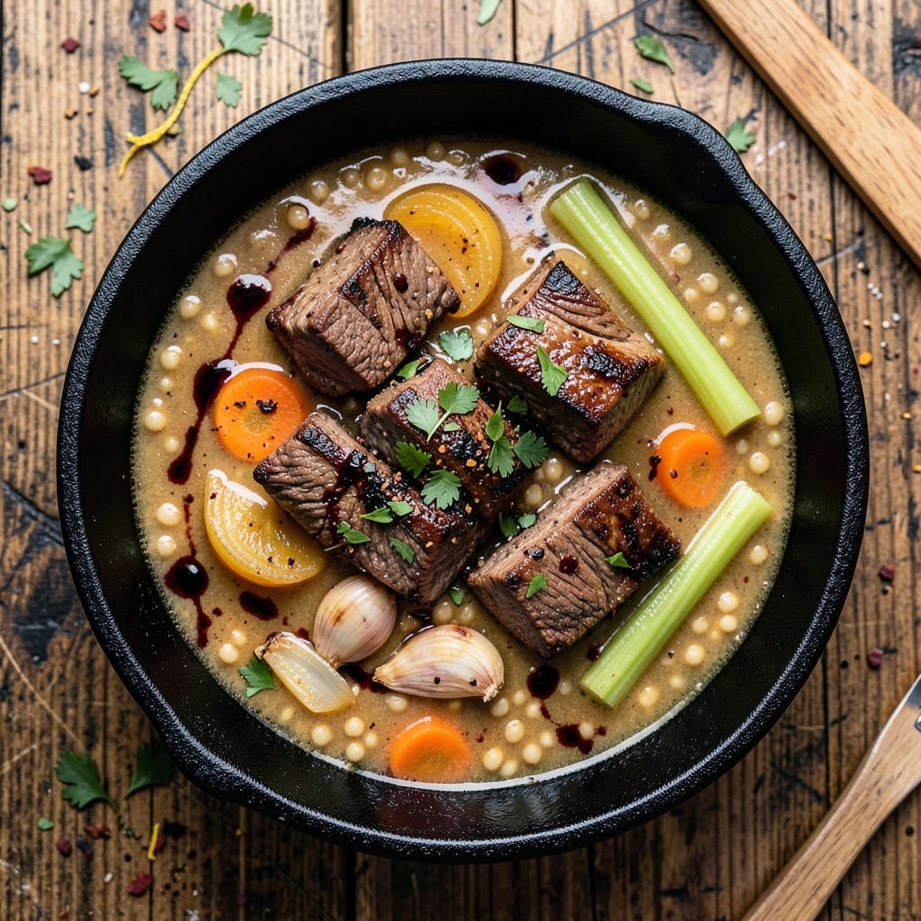 54th Street Outlaw Steak Soup Recipe: Smoky Beef and Barley with Toasted Spice Crunch