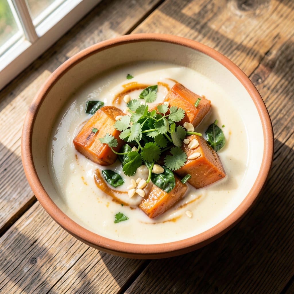 African Sweet Potato Soup Recipe: Toasted Coconut and Ginger Warmth