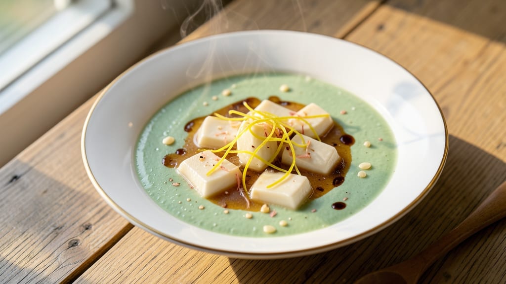 Bean Curd Soup Recipe: Silky Tofu Ribbons in Fragrant Ginger-Lime Broth