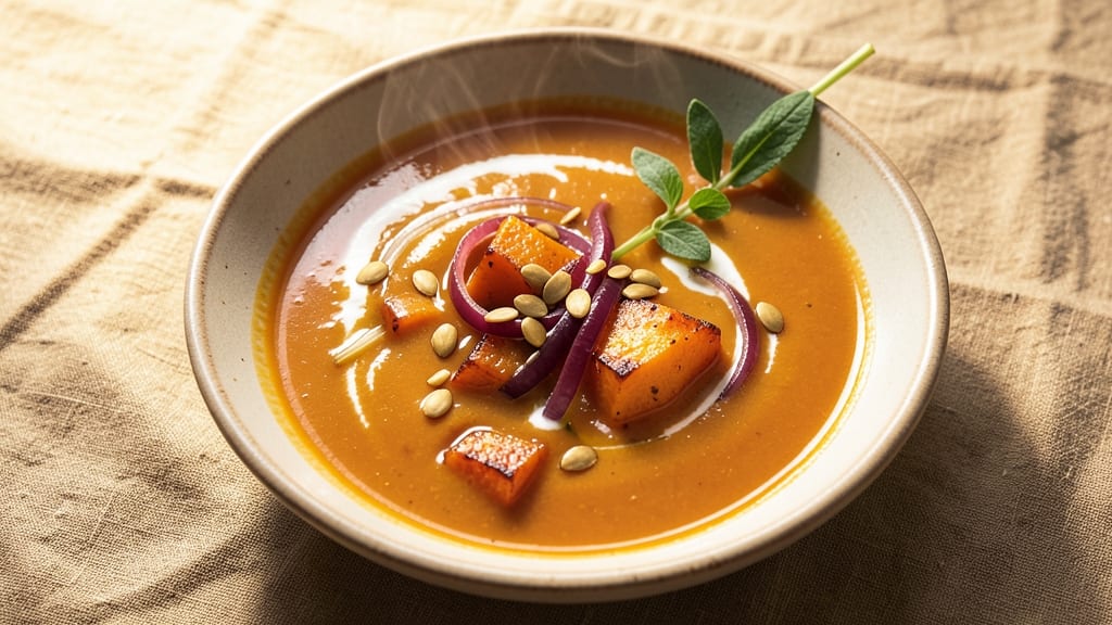 Amazing Pumpkin Soup Recipe: Roasted Spice Depth With Crispy Celery Topping
