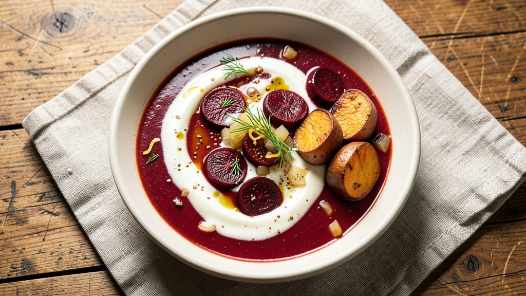 Beet and Sweet Potato Soup Recipe: Earthy-Sweet Harmony With Crispy Topping