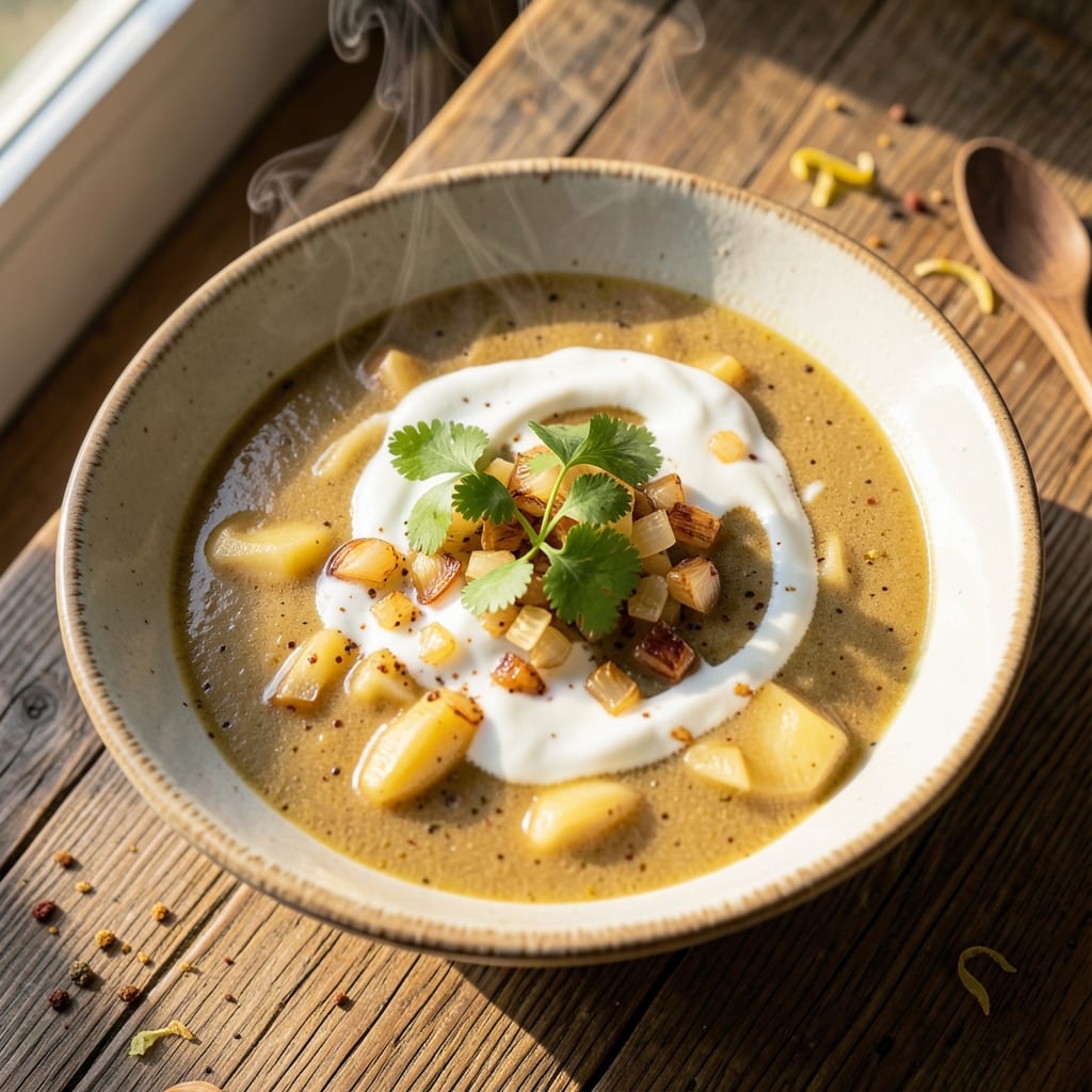 Aloo Soup Recipe: Spiced Potato and Coconut Cream Velvety Delight