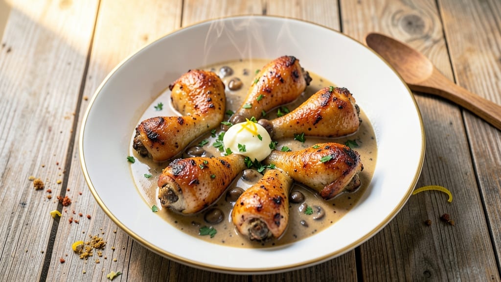 Baked Chicken Drumsticks With Cream Of Mushroom Soup Recipe: Crispy Skin and Rich Mushroom Velvety Bite