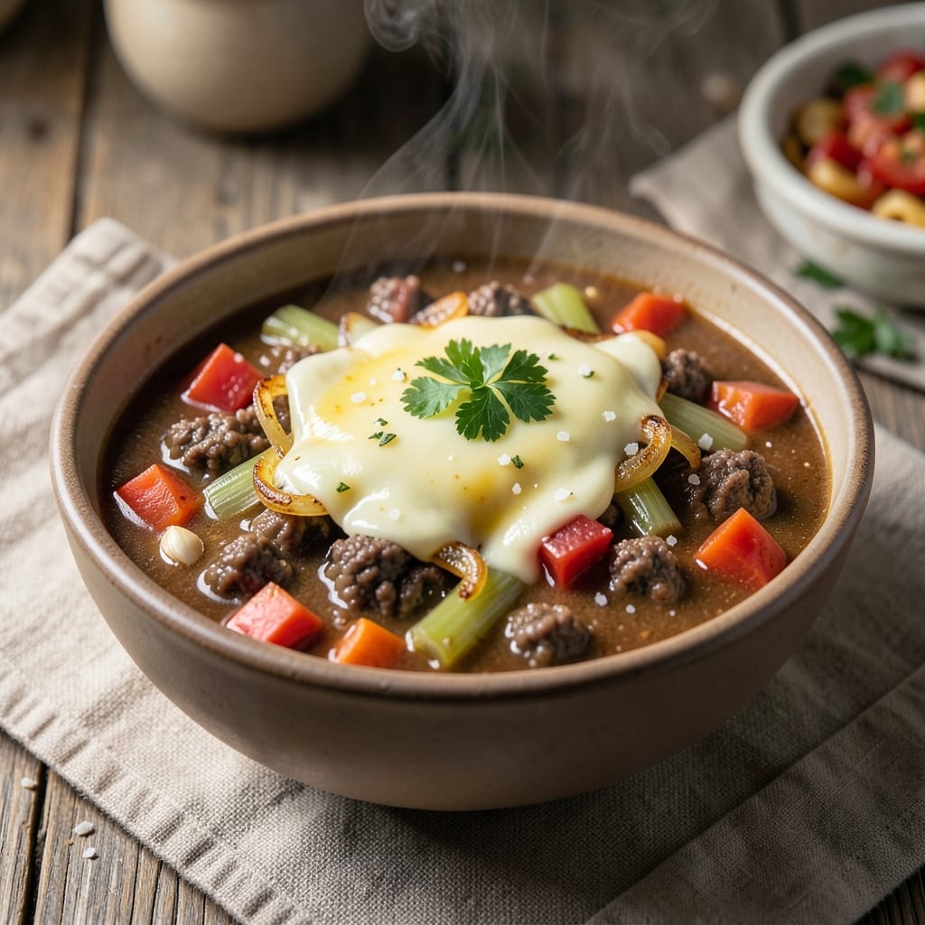 All-American Cheeseburger Soup Recipe: Juicy Beef and Cheese Swirls in One Pot