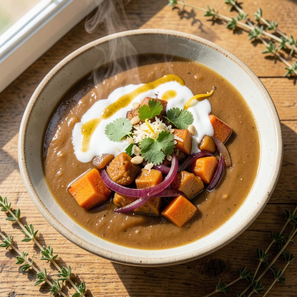 Acorn Squash and Sweet Potato Soup Recipe: Caramelized Spice and Coconut Cream Harmony