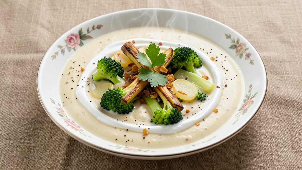 Best Cream of Broccoli Soup Recipe Ever: Velvety Cream Swirls With Crispy Celery Crowns