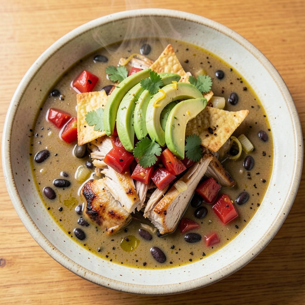 54th Street Chicken Tortilla Soup Recipe: Smoky Avocado Cream with Crispy Tortilla Strips