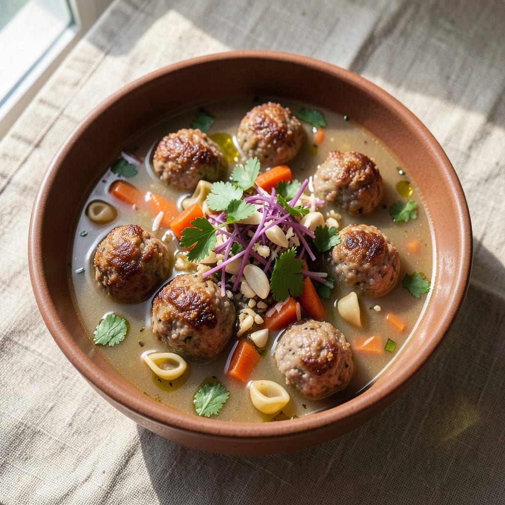 Alonti Italian Wedding Soup Recipe: Herb-Infused Pasta with Savory Meatballs