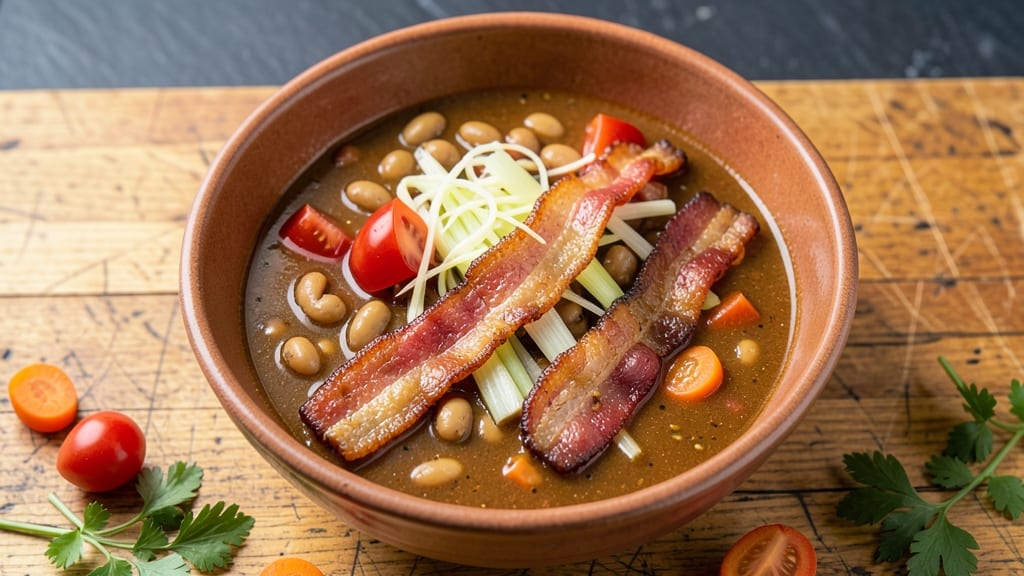 Bean and Bacon Slow Cooker Soup Recipe: Smoky-Spiced Beans and Crispy Bacon Bites