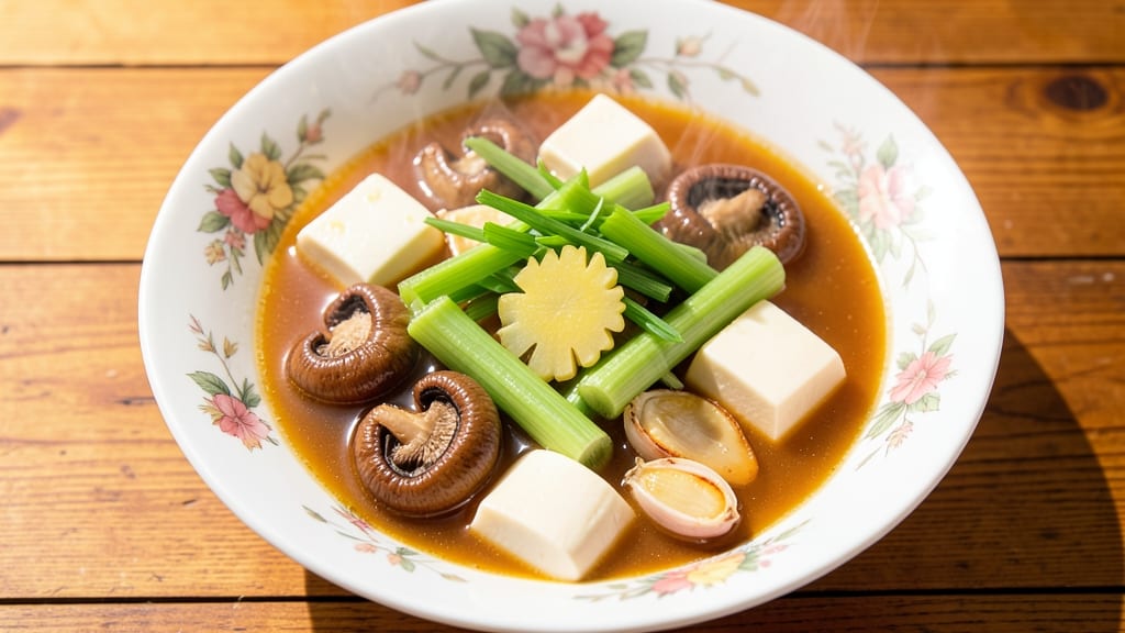 Bamboo Shoot Soup Recipe Chinese: Crispy Celery Crowns Over Silky Tofu Ribbons