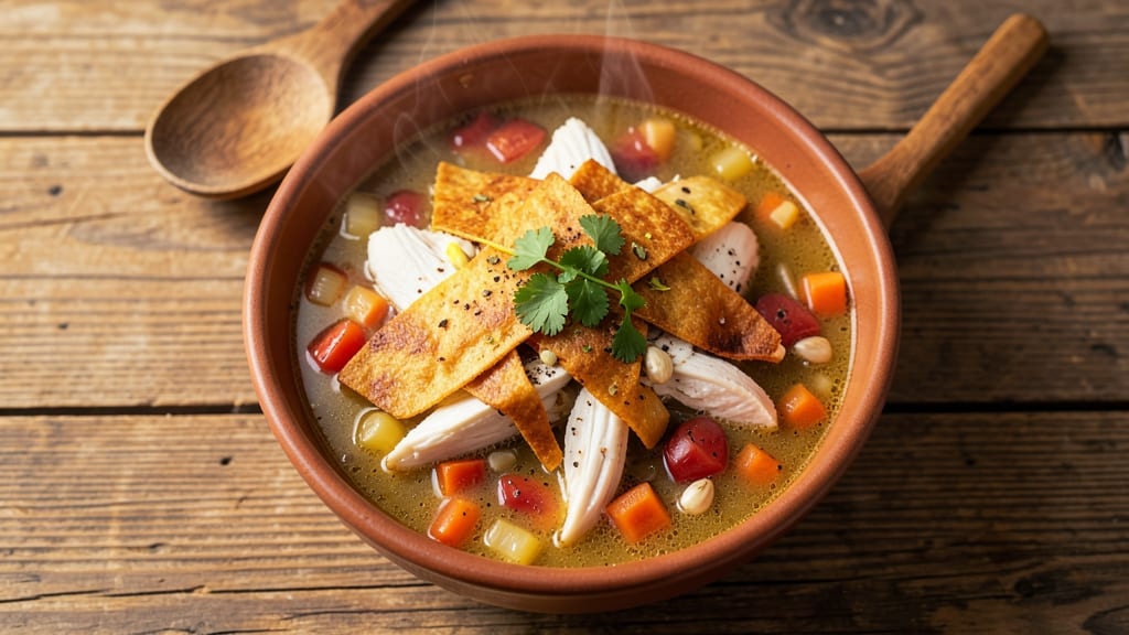 Applebee's Chicken Tortilla Soup Copycat Recipe: Crispy Tortilla Strips Over Creamy Tomato-Basil Broth