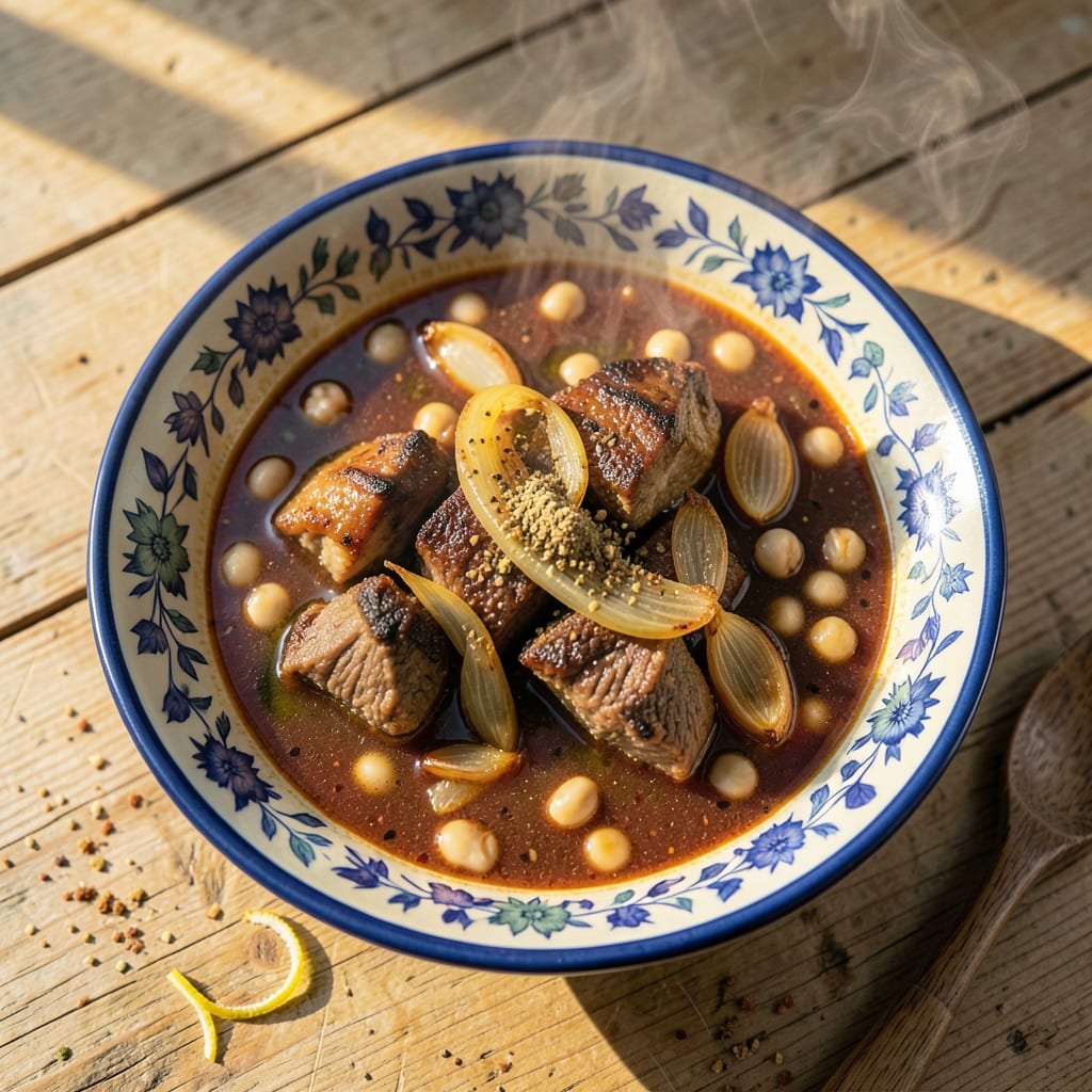 Adas Soup Arabic Recipe: Spiced Lamb and Chickpea Simmer with Toasted Cumin Crunch