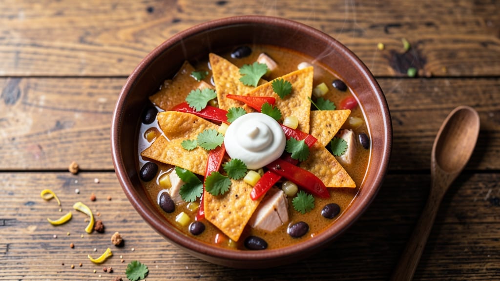 BJ's Tortilla Soup Recipe: Crispy Celery Crowns Over Creamy Avocado Swirls